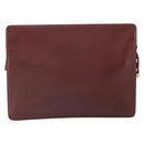 CARTIER Clutch Bag Leather Bordeaux Gold Auth SW2053-2