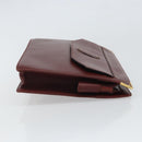 CARTIER Clutch Bag Leather Bordeaux Gold Auth SW2053-3