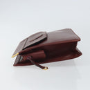 CARTIER Clutch Bag Leather Bordeaux Gold Auth SW2053-4