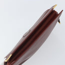 CARTIER Clutch Bag Leather Bordeaux Gold Auth SW2053-5