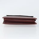 CARTIER Clutch Bag Leather Bordeaux Gold Auth SW2053-6