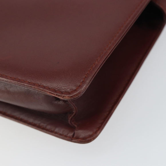 CARTIER Clutch Bag Leather Bordeaux Gold Auth SW2053