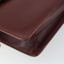 CARTIER Clutch Bag Leather Bordeaux Gold Auth SW2053-14