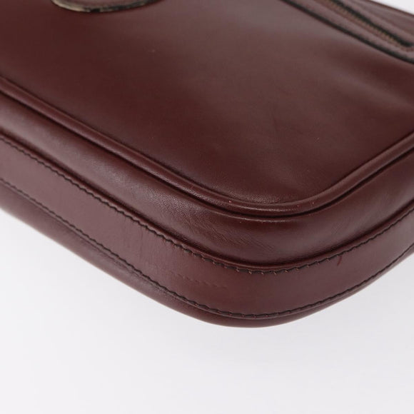 CARTIER Shoulder Bag Leather Bordeaux Gold Auth SW2054