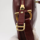 CARTIER Shoulder Bag Leather Bordeaux Gold Auth SW2054-10