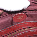 CARTIER Shoulder Bag Leather Bordeaux Gold Auth SW2054-19
