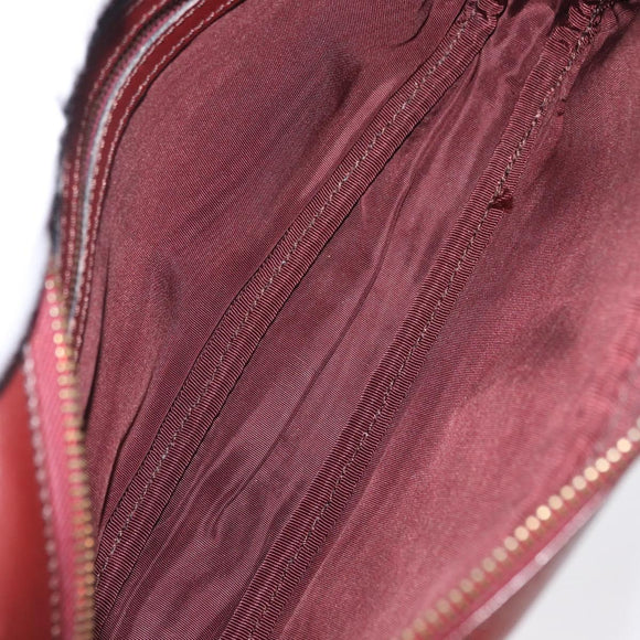 CARTIER Shoulder Bag Leather Bordeaux Gold Auth SW2054