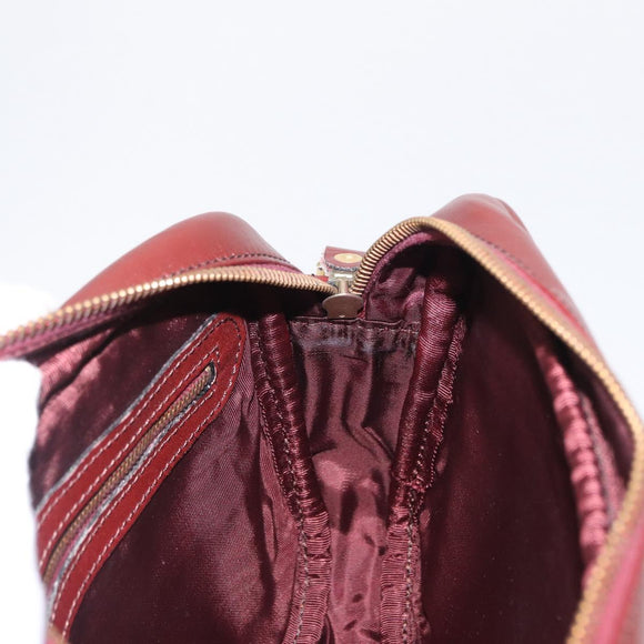 CARTIER Shoulder Bag Leather Bordeaux Gold Auth SW2054