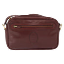 CARTIER Shoulder Bag Leather Bordeaux Gold Auth SW2054-13