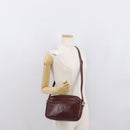 CARTIER Shoulder Bag Leather Bordeaux Gold Auth SW2054-24