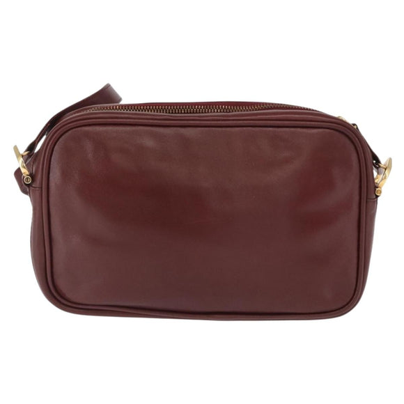 CARTIER Shoulder Bag Leather Bordeaux Gold Auth SW2054