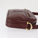 CARTIER Shoulder Bag Leather Bordeaux Gold Auth SW2054-3