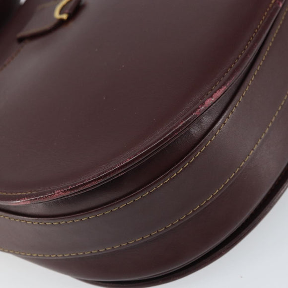CARTIER Shoulder Bag Leather Bordeaux Gold Auth SW2055