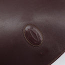CARTIER Shoulder Bag Leather Bordeaux Gold Auth SW2055-17