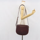 CARTIER Shoulder Bag Leather Bordeaux Gold Auth SW2055-22