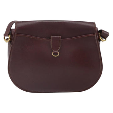 CARTIER Shoulder Bag Leather Bordeaux Gold Auth SW2055 - 0