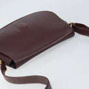 CARTIER Shoulder Bag Leather Bordeaux Gold Auth SW2055-6