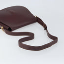 CARTIER Shoulder Bag Leather Bordeaux Gold Auth SW2055-7