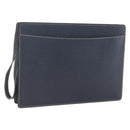 CELINE Clutch Bag Leather Navy Gold Auth SW2056-1