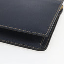 CELINE Clutch Bag Leather Navy Gold Auth SW2056-10