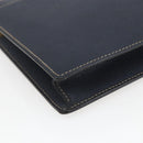 CELINE Clutch Bag Leather Navy Gold Auth SW2056-11