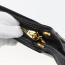 CELINE Clutch Bag Leather Navy Gold Auth SW2056-14