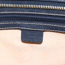 CELINE Clutch Bag Leather Navy Gold Auth SW2056-15