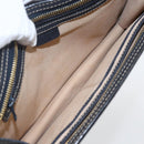 CELINE Clutch Bag Leather Navy Gold Auth SW2056-17