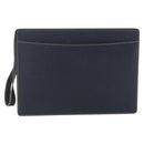 CELINE Clutch Bag Leather Navy Gold Auth SW2056-2