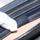 CELINE Clutch Bag Leather Navy Gold Auth SW2056-23