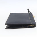 CELINE Clutch Bag Leather Navy Gold Auth SW2056-5