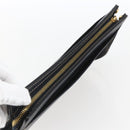 CELINE Clutch Bag Leather Navy Gold Auth SW2056-6