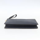 CELINE Clutch Bag Leather Navy Gold Auth SW2056-9