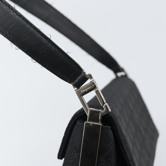 Salvatore Ferragamo Shoulder Bag Nylon Black Silver Auth SW2057