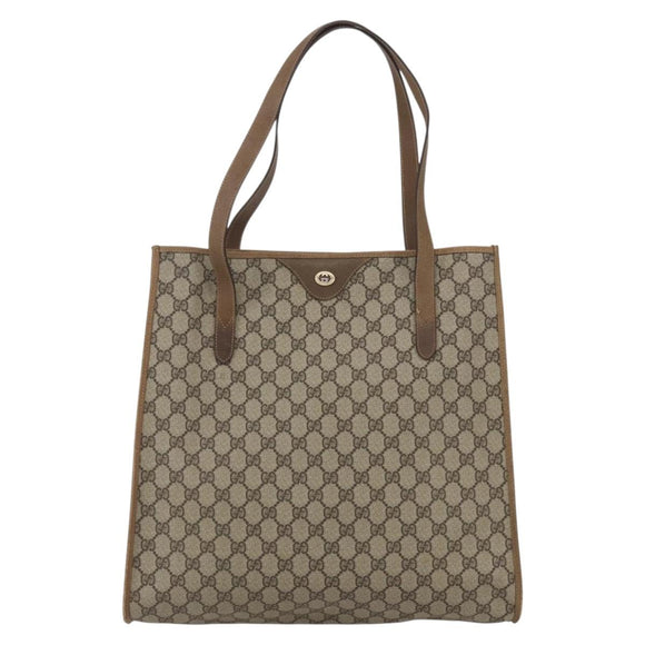 GUCCI GG Supreme Tote Bag PVC Beige Gold 40 02 998 Auth SW2059