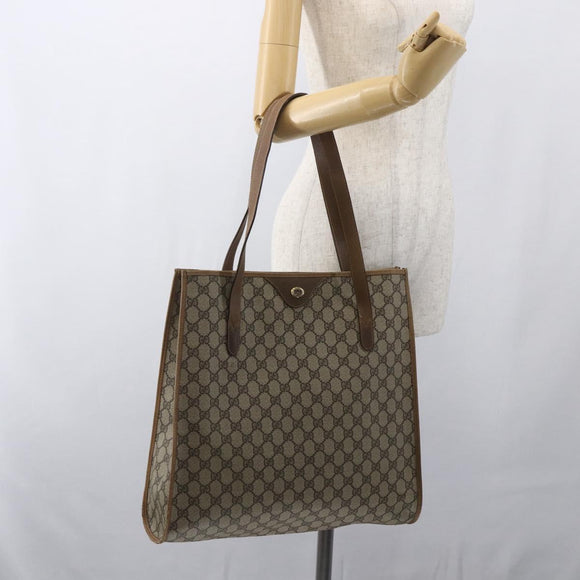 GUCCI GG Supreme Tote Bag PVC Beige Gold 40 02 998 Auth SW2059