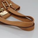 CELINE Hand Bag Leather Beige Gold Auth sw206-7