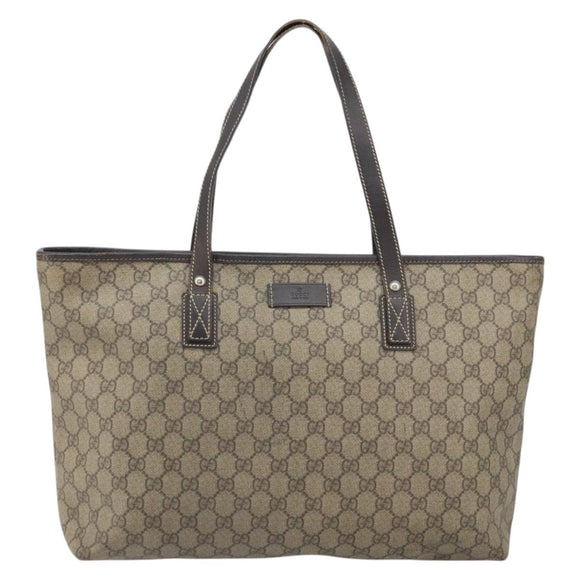 GUCCI GG Supreme Tote Bag PVC Beige 211137 Auth SW2062