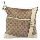 GUCCI GG Canvas Shoulder Bag Beige Silver 145857 Auth SW2063-1