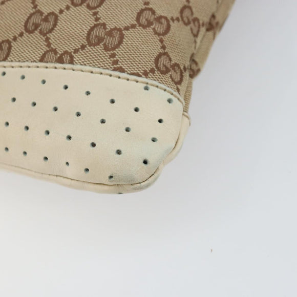 GUCCI GG Canvas Shoulder Bag Beige Silver 145857 Auth SW2063