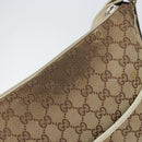 GUCCI GG Canvas Shoulder Bag Beige Silver 145857 Auth SW2063-15
