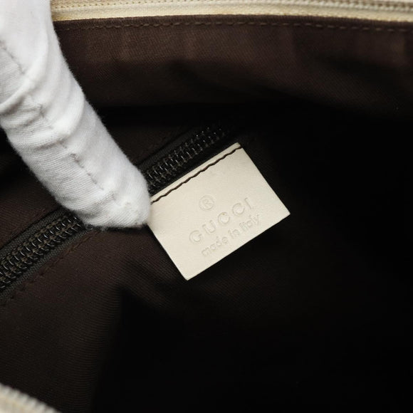 GUCCI GG Canvas Shoulder Bag Beige Silver 145857 Auth SW2063