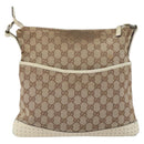 GUCCI GG Canvas Shoulder Bag Beige Silver 145857 Auth SW2063-2