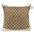 GUCCI GG Canvas Shoulder Bag Beige Silver 145857 Auth SW2063-3