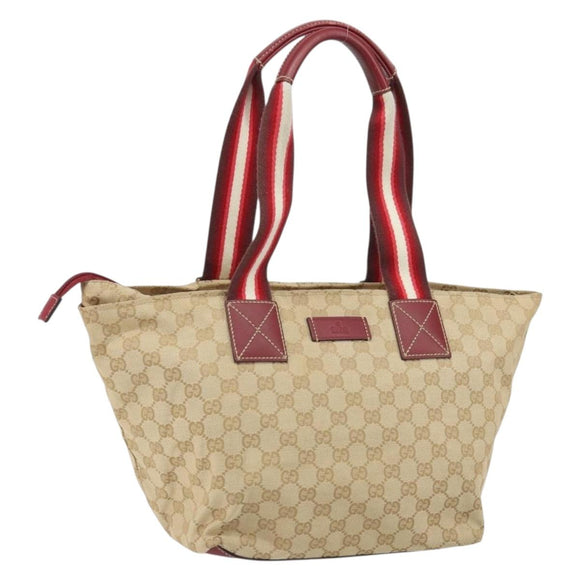 GUCCI GG Canvas Tote Bag Beige 131230 Auth SW2064