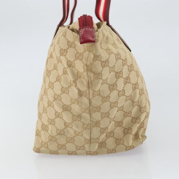 GUCCI GG Canvas Tote Bag Beige 131230 Auth SW2064