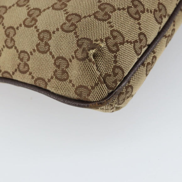 GUCCI GG Canvas Shoulder Bag Beige Silver 122793 Auth SW2065