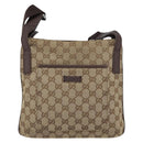 GUCCI GG Canvas Shoulder Bag Beige Silver 122793 Auth SW2065-2