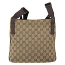 GUCCI GG Canvas Shoulder Bag Beige Silver 122793 Auth SW2065-3