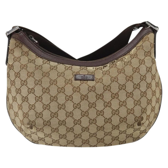 GUCCI GG Canvas Shoulder Bag Beige Gold 181092 Auth SW2067